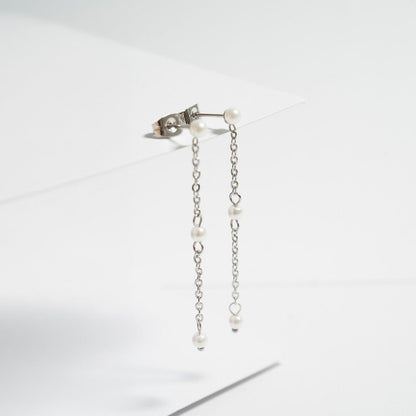 18K Gold PVD Stainless Steel Pearl Dangle Earrings / ERJ0063