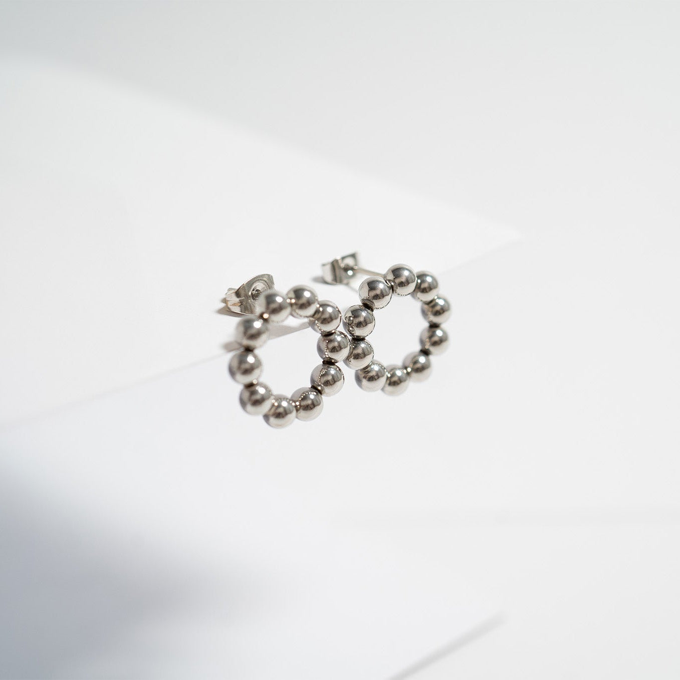 18K Gold PVD Stainless Steel Circle Ball Stud Earrings / ERJ0067