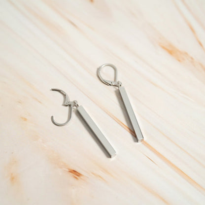 18K Gold PVD Stainless Steel Dangle Vertical Drop Bar Earrings / ERJ0061