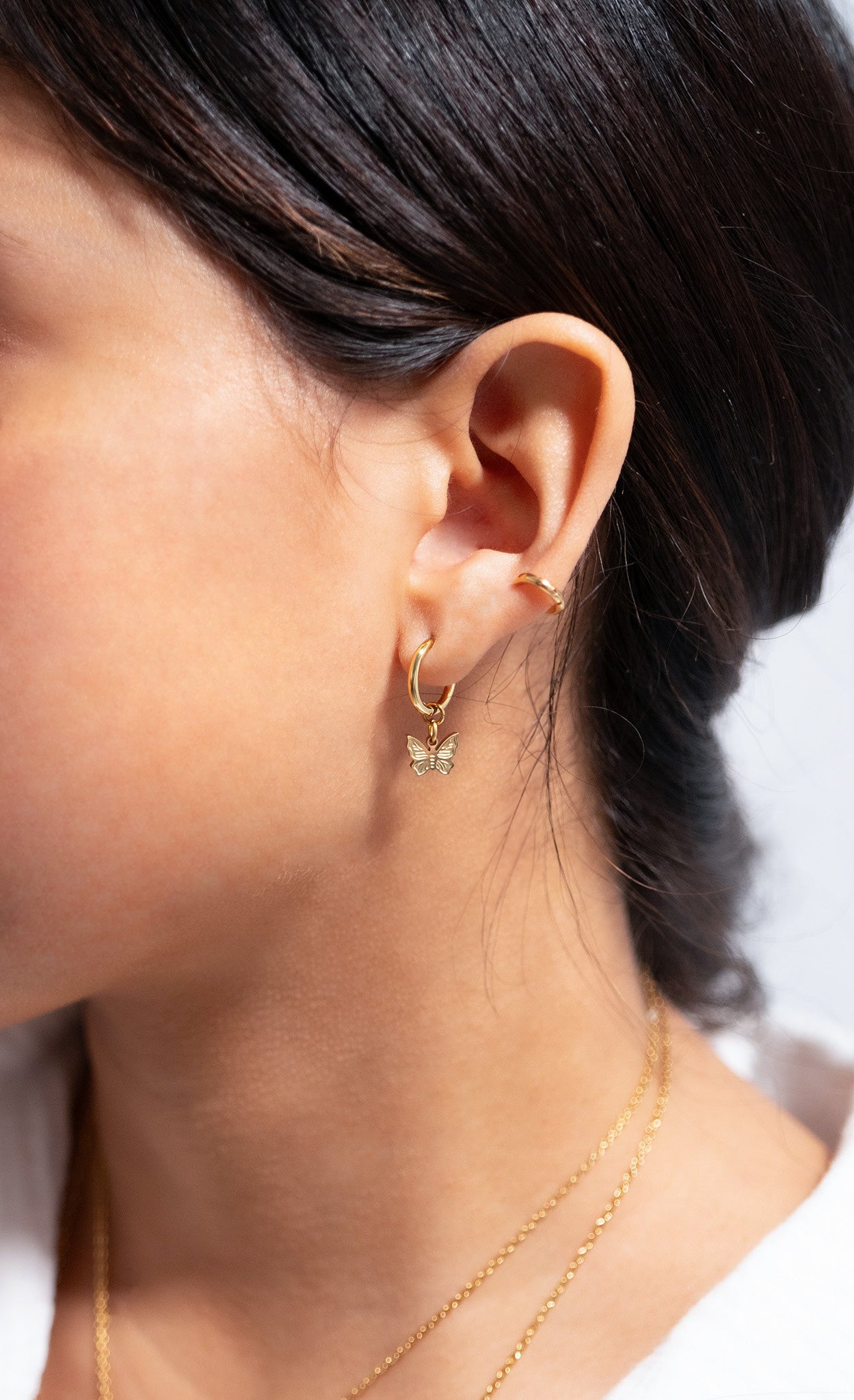 18K Gold PVD Stainless Steel Butterfly Huggie Earrings / ERJ0050