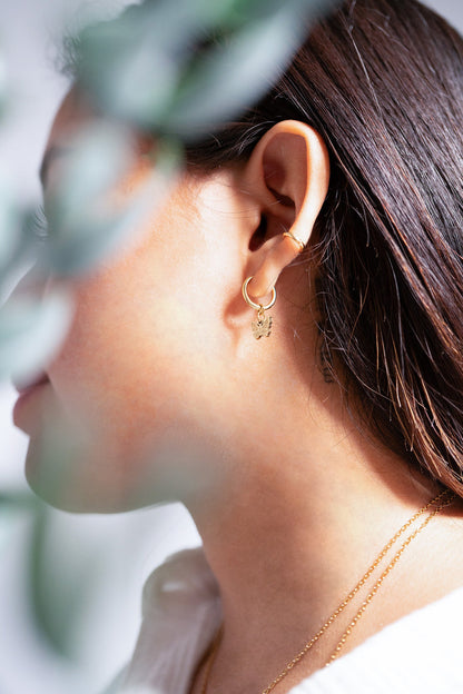 18K Gold PVD Stainless Steel Butterfly Huggie Earrings / ERJ0050