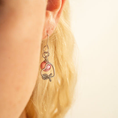 18K Gold PVD Stainless Steel Pink Pearl Charm / PDL0318