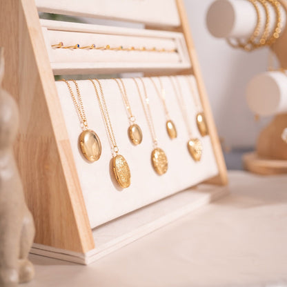 18K Gold PVD Stainless Steel Textured Oval Locket / PDL0245