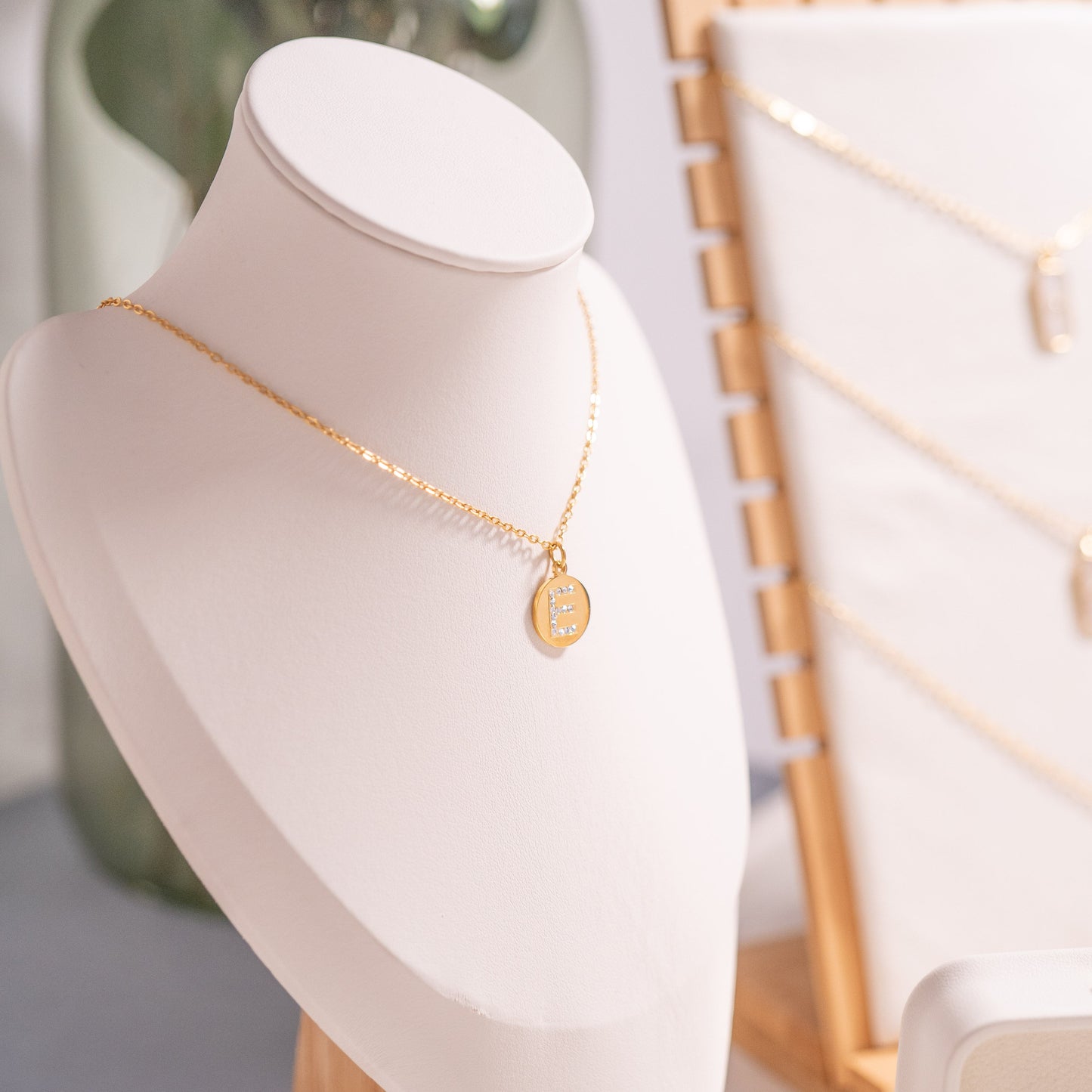 18K Gold PVD Stainless Steel Initial Pendant Necklace / SBB0283