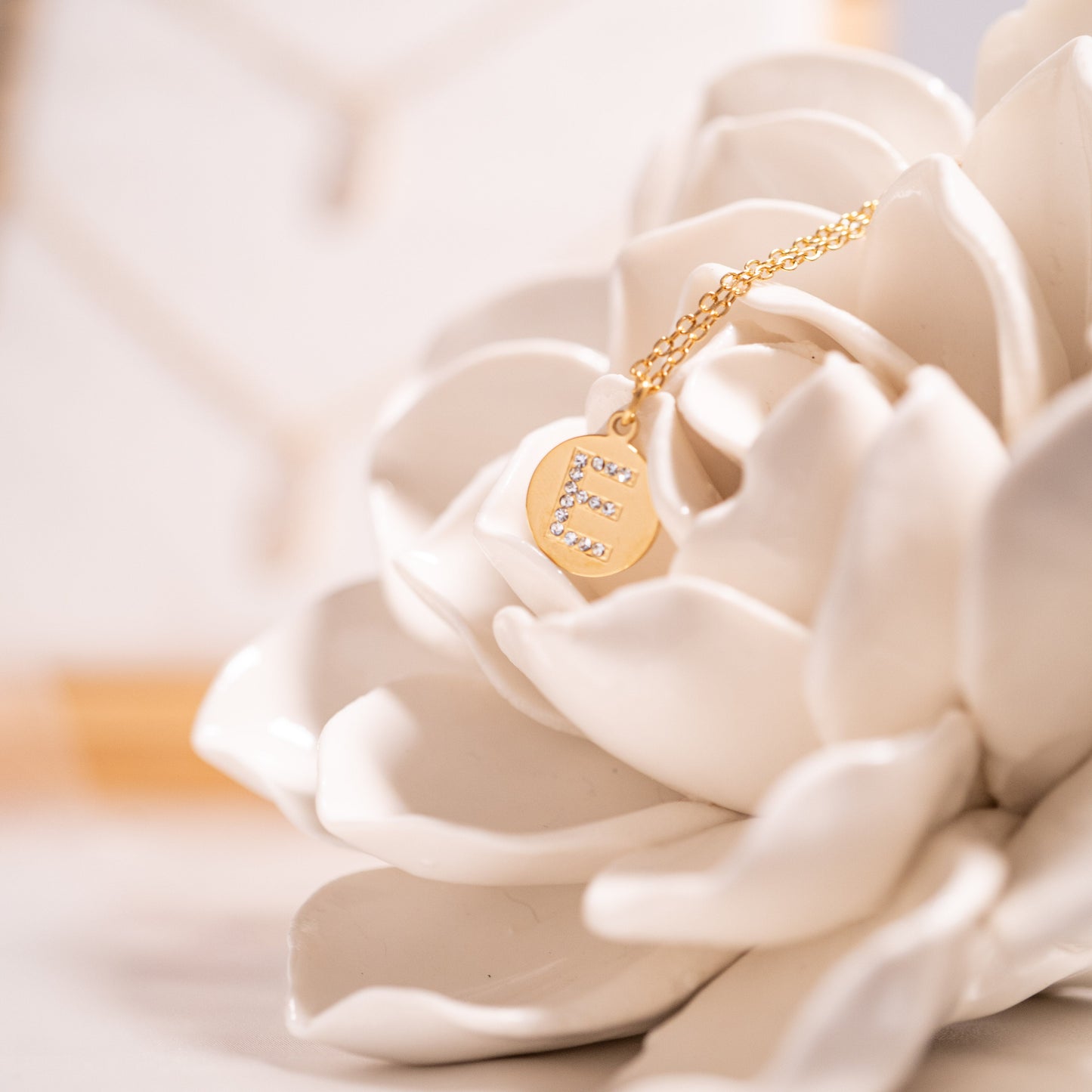 18K Gold PVD Stainless Steel Initial Pendant Necklace / SBB0283