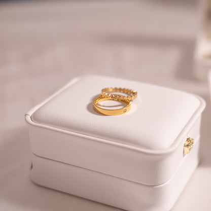 18K Gold PVD Stainless Steel Flat Circle Stacking Ring / CSR0009