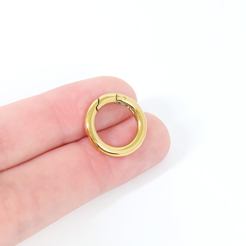 18K Gold PVD Stainless Steel Mini Circle Carabiner Clasp / ENC0031