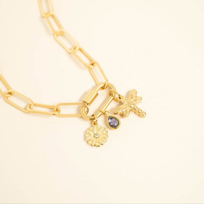 18K Gold PVD Stainless Steel Dragonfly Charm / PDL0103