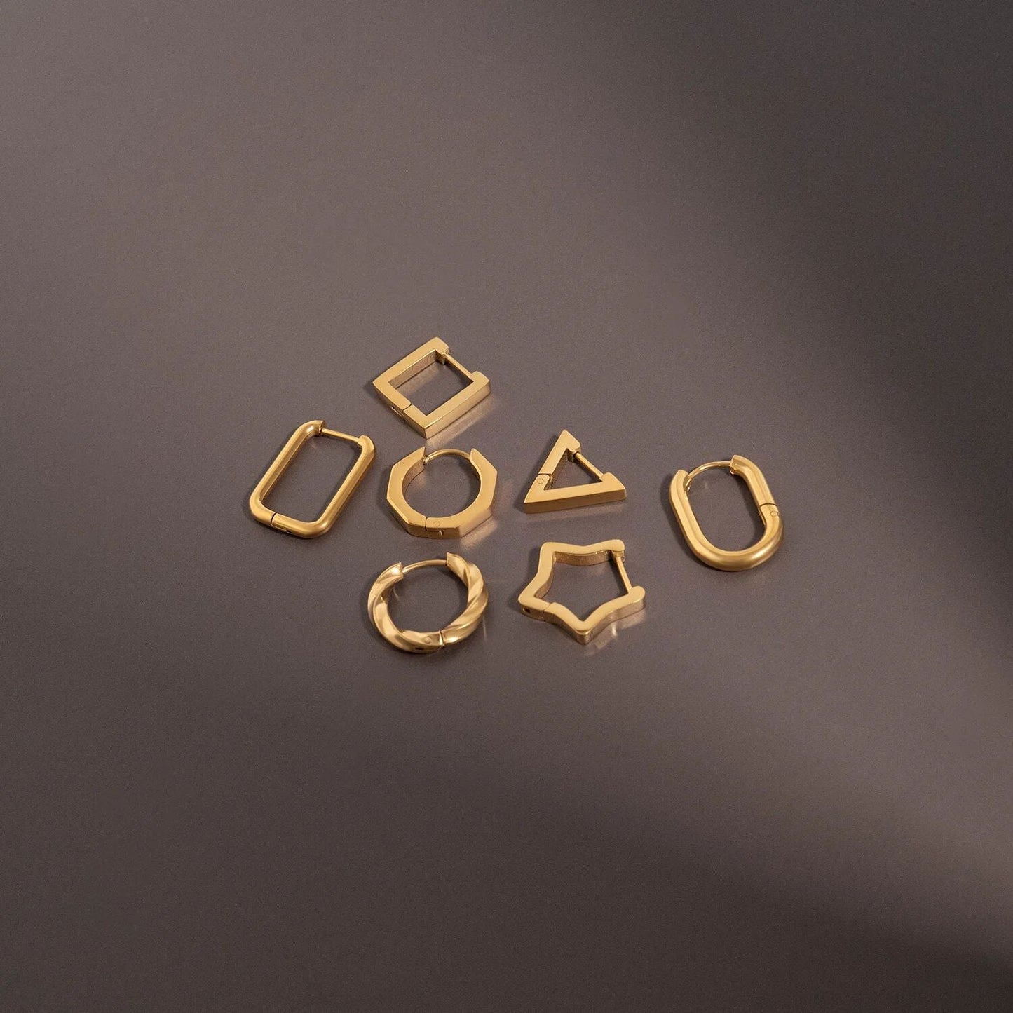 18K Gold PVD Stainless Steel Star Huggie Earrings / ERJ0009