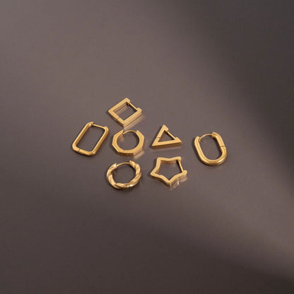 18K Gold PVD Stainless Steel Star Huggie Earrings / ERJ0009