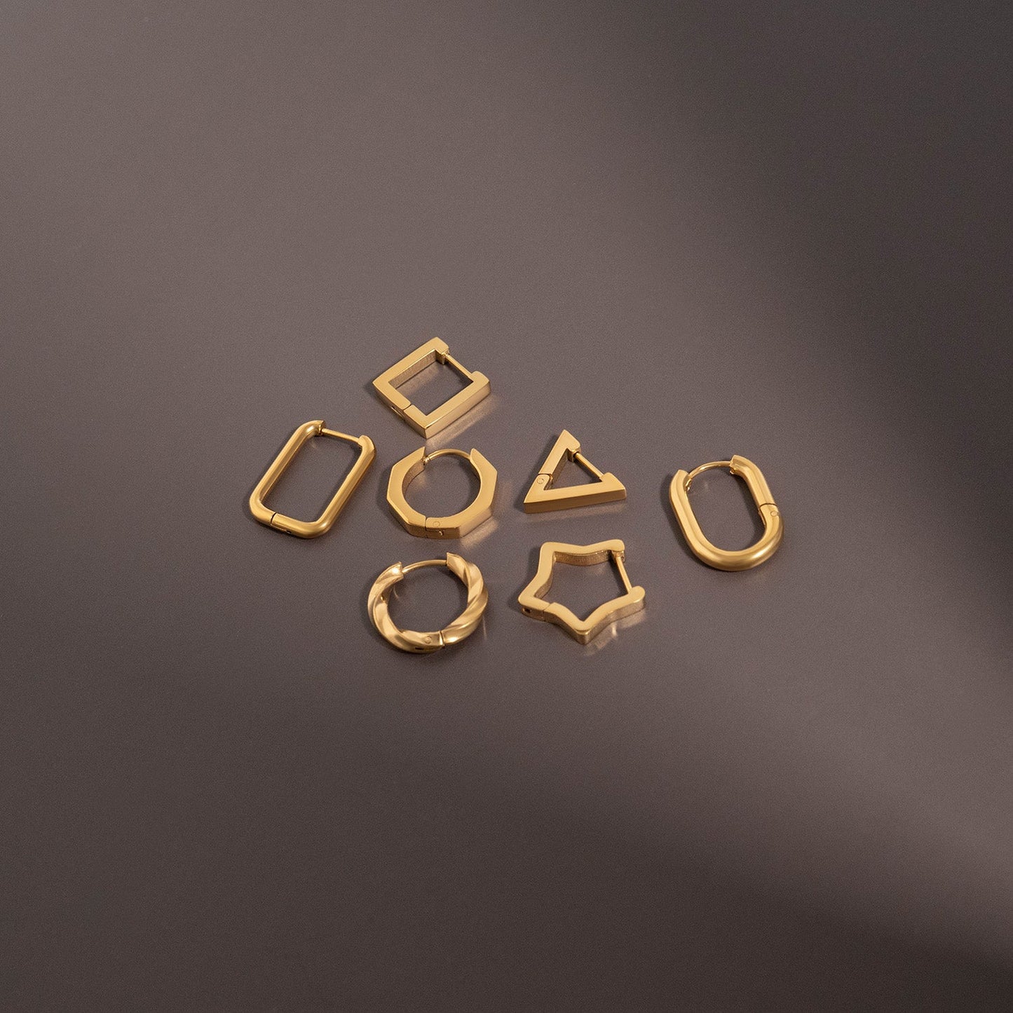 18K Gold PVD Stainless Steel Square Huggie Earrings / ERJ0011