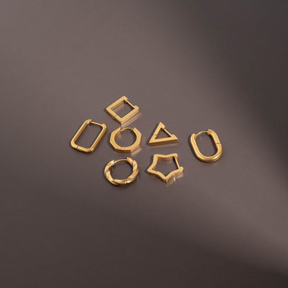 18K Gold PVD Stainless Steel Square Huggie Earrings / ERJ0011