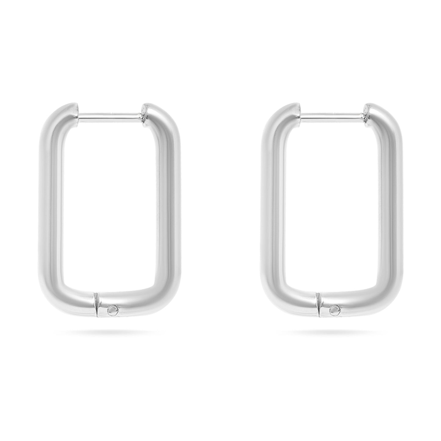 18K Gold PVD Stainless Steel Rounded Rectangle Huggie Earrings / ERJ0005