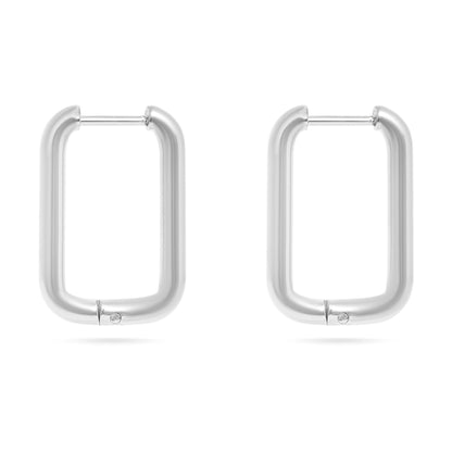 18K Gold PVD Stainless Steel Rounded Rectangle Huggie Earrings / ERJ0005