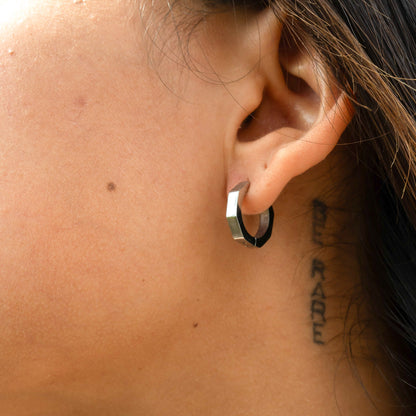 18K Gold PVD Stainless Steel Geometric Huggie Hoop Earrings / ERJ0008