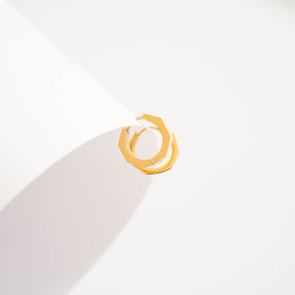 18K Gold PVD Stainless Steel Geometric Huggie Hoop Earrings / ERJ0008