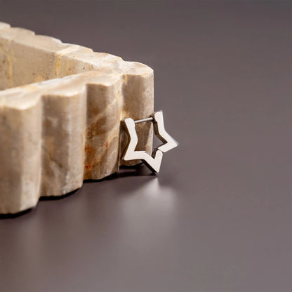 18K Gold PVD Stainless Steel Star Huggie Earrings / ERJ0009