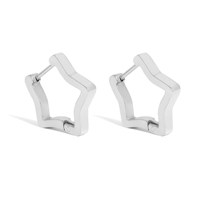 18K Gold PVD Stainless Steel Star Huggie Earrings / ERJ0009