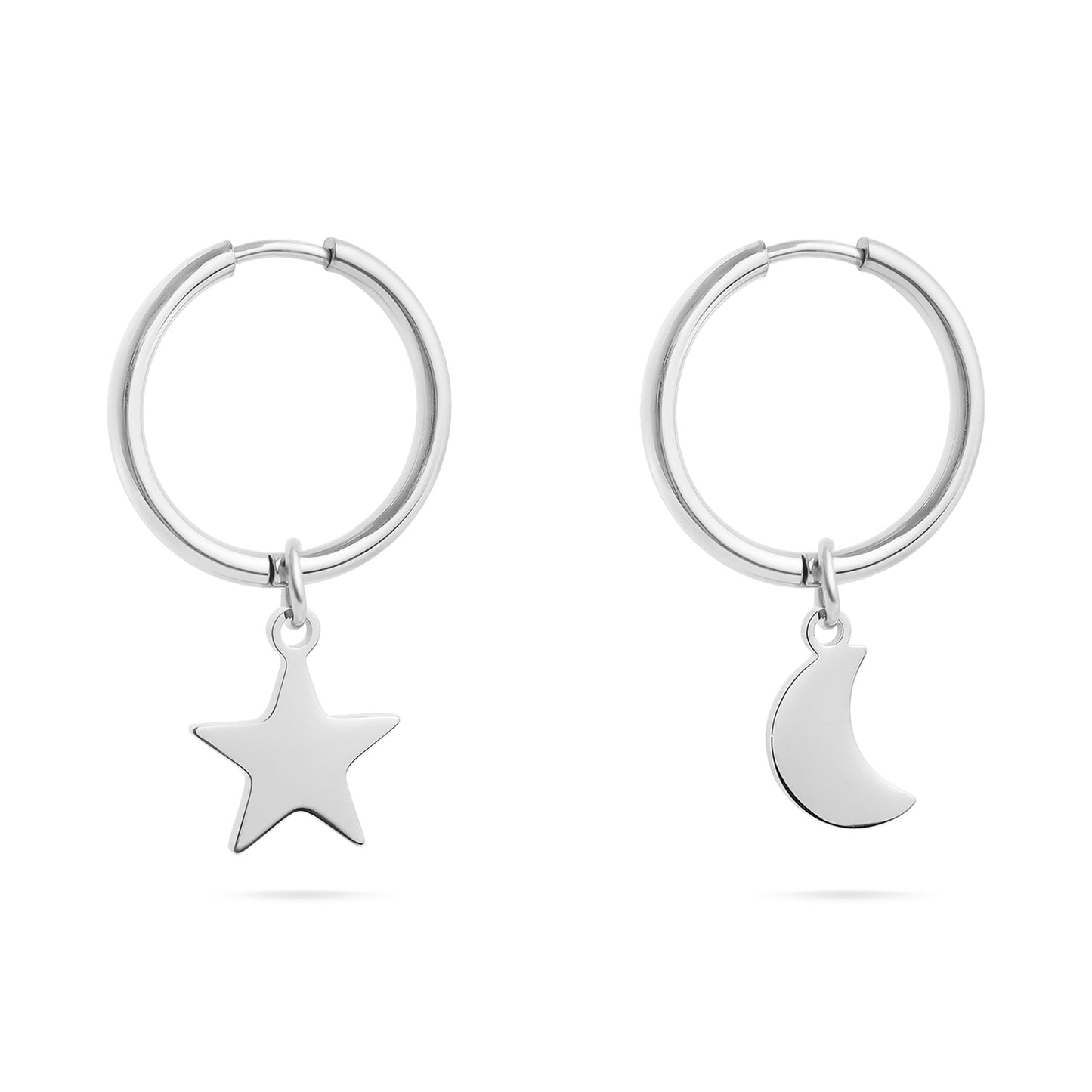 18K Gold PVD Stainless Steel Star & Moon Pendant Earrings / ERJ0010