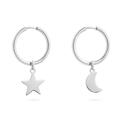 18K Gold PVD Stainless Steel Star & Moon Pendant Earrings / ERJ0010
