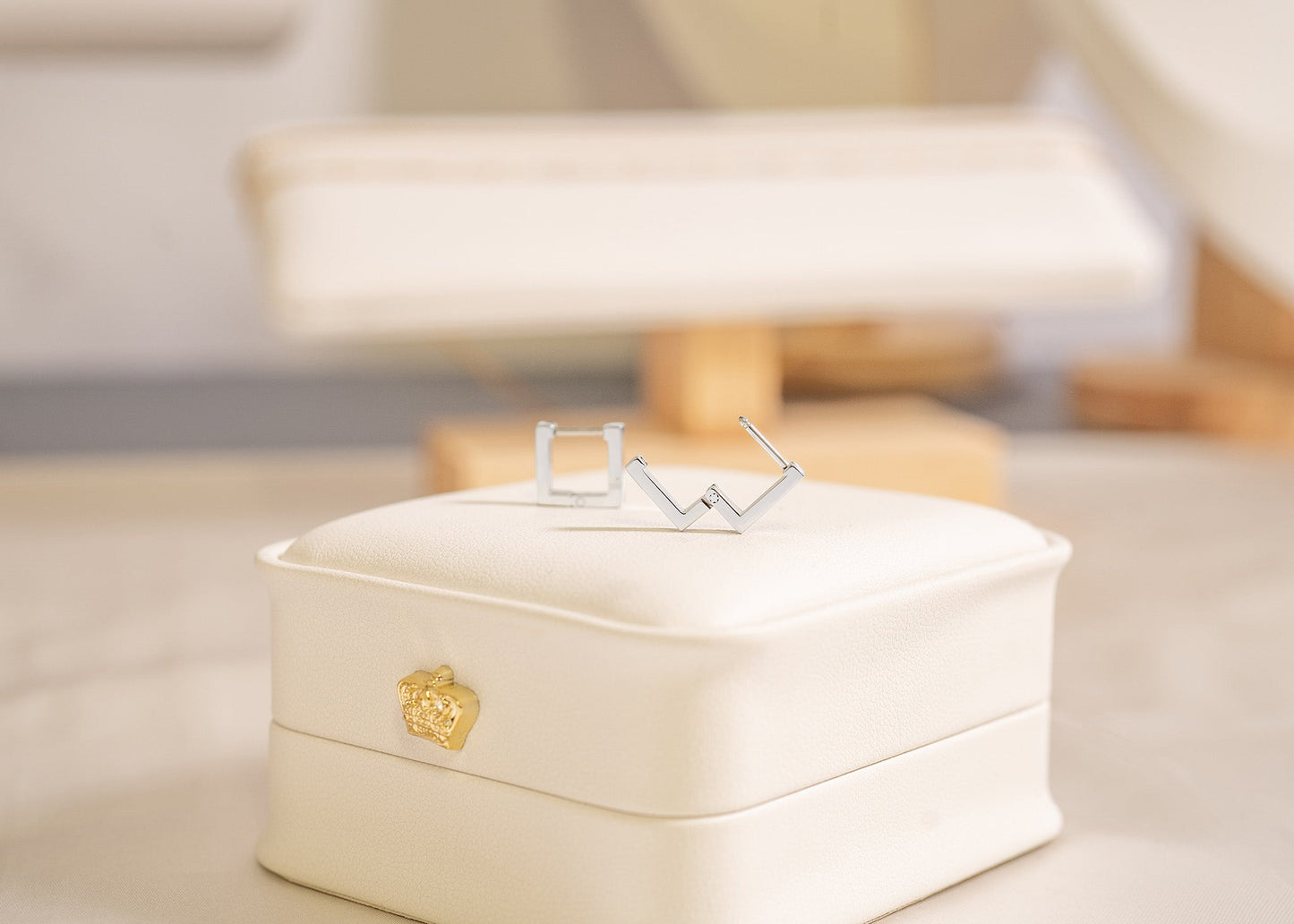 18K Gold PVD Stainless Steel Square Huggie Earrings / ERJ0011