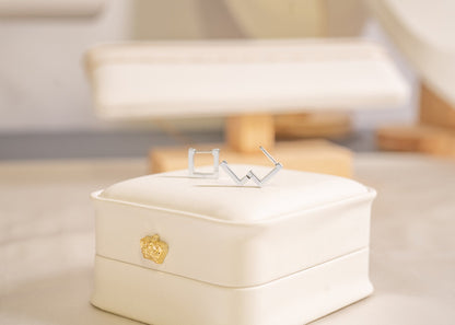 18K Gold PVD Stainless Steel Square Huggie Earrings / ERJ0011