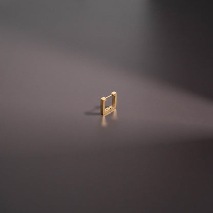 18K Gold PVD Stainless Steel Square Huggie Earrings / ERJ0011
