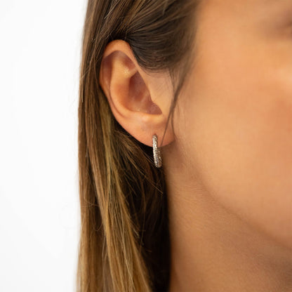 18K Gold PVD Stainless Steel Textured Huggie Hoop Earrings / ERJ0012