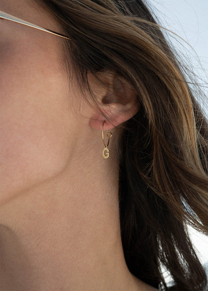 18K Gold PVD Stainless Steel Mini Hoop Initial Earrings / ERJ0013