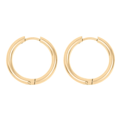 18K Gold PVD Stainless Steel Circle Huggie Hoop Earrings / ERJ0022