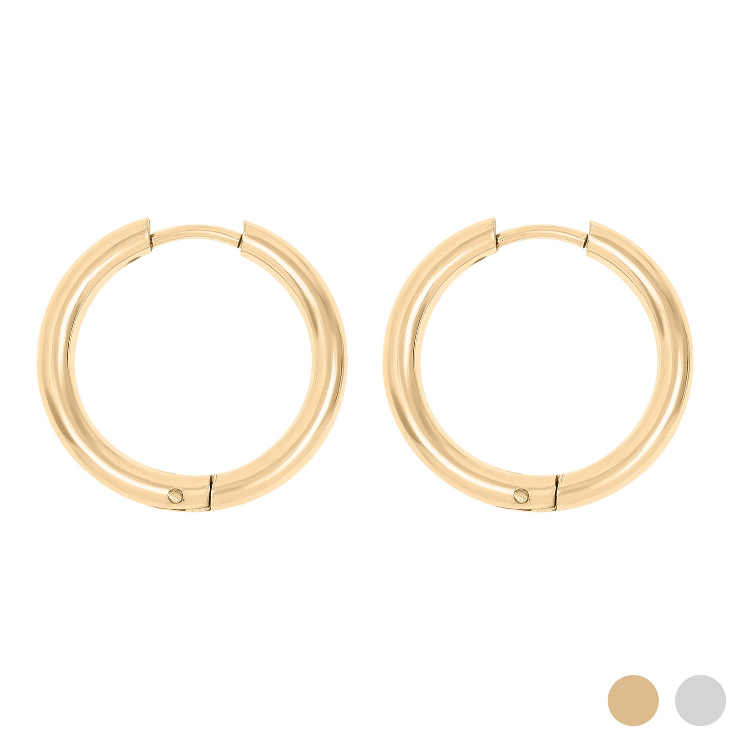 18K Gold PVD Stainless Steel Circle Huggie Hoop Earrings / ERJ0022