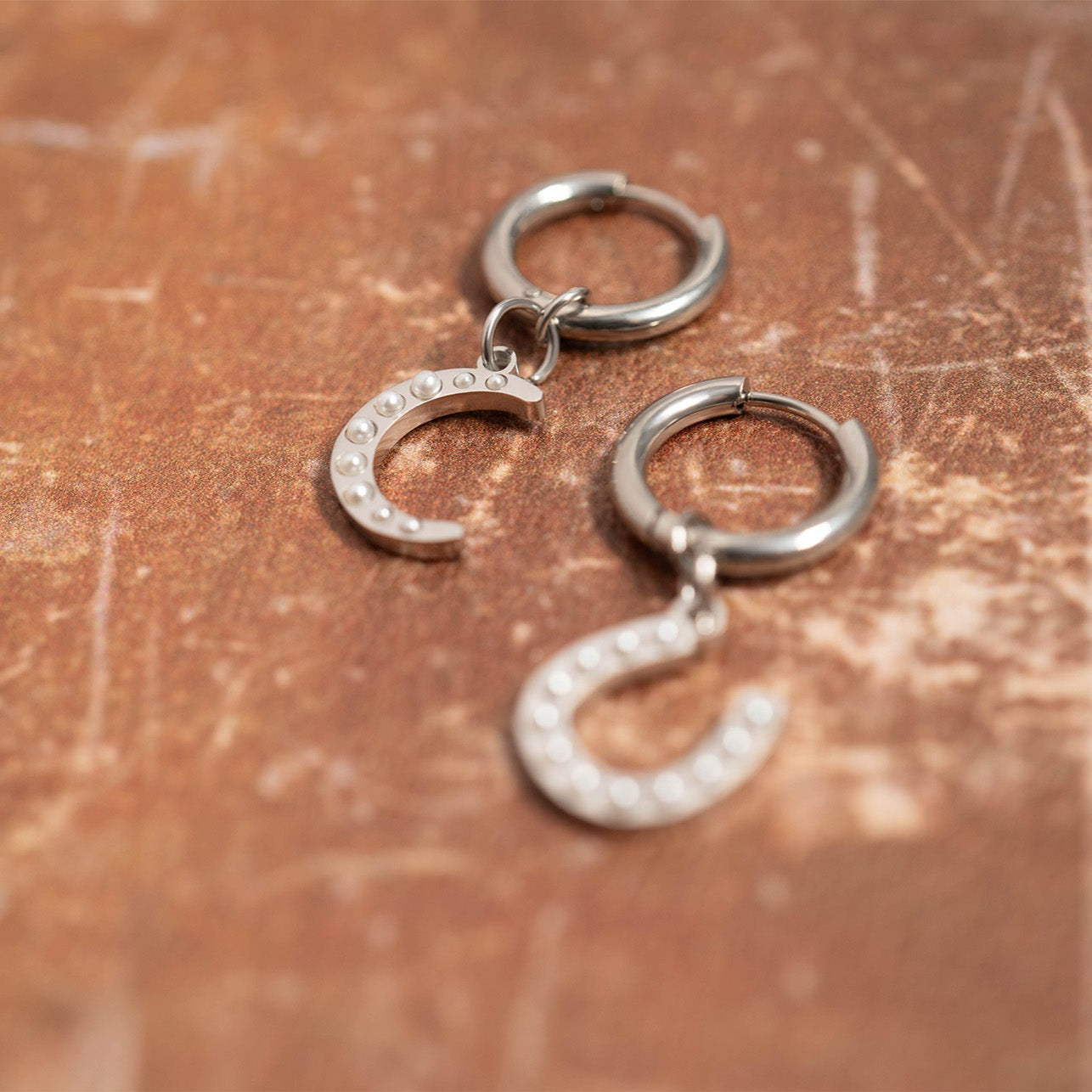 18K Gold PVD Stainless Steel Pearl Moon Charm / PDL0250