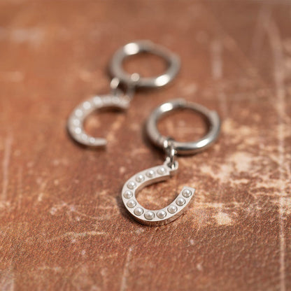 18K Gold PVD Stainless Steel Pearl Horseshoe Charm / PDL0251