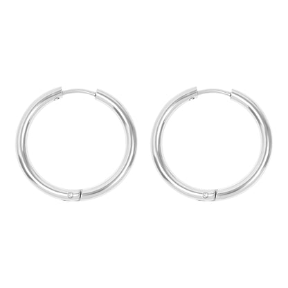 18K Gold PVD Stainless Steel Circle Huggie Hoop Earrings / ERJ0023