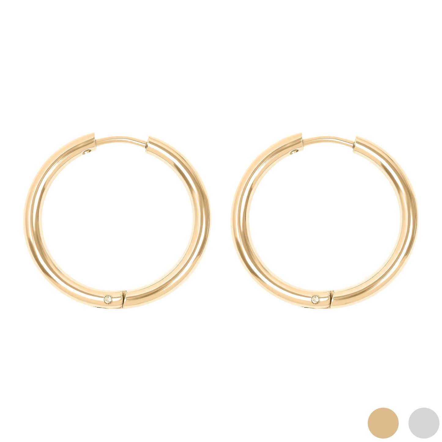 18K Gold PVD Stainless Steel Circle Huggie Hoop Earrings / ERJ0023