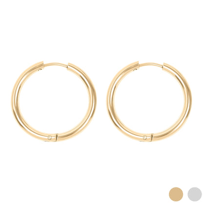 18K Gold PVD Stainless Steel Circle Huggie Hoop Earrings / ERJ0023