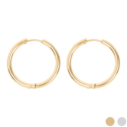 18K Gold PVD Stainless Steel Circle Huggie Hoop Earrings / ERJ0023