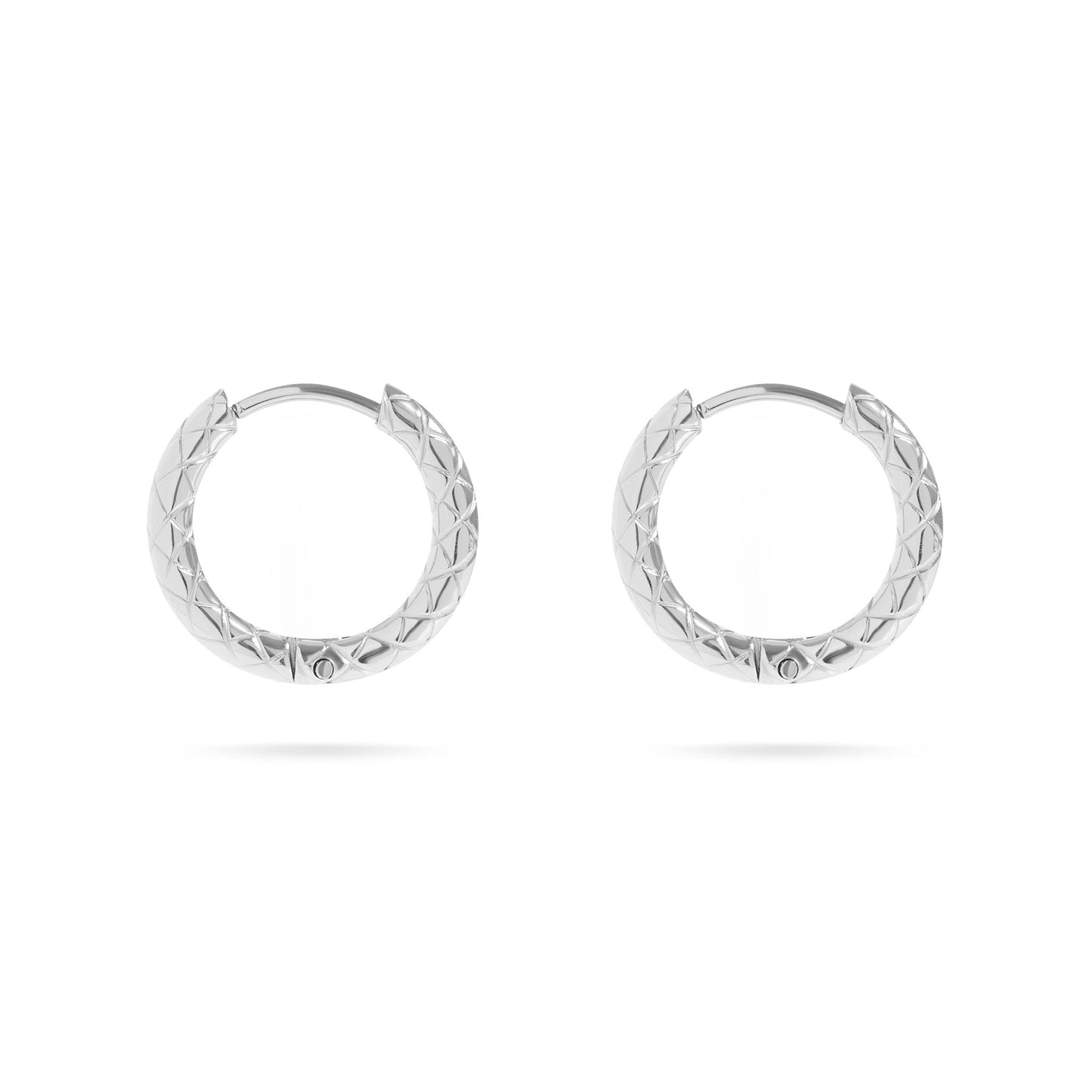 18K Gold PVD Stainless Steel Textured Huggie Hoop Earrings / ERJ0025