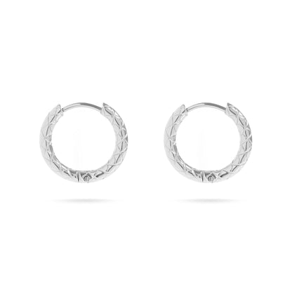 18K Gold PVD Stainless Steel Textured Huggie Hoop Earrings / ERJ0025