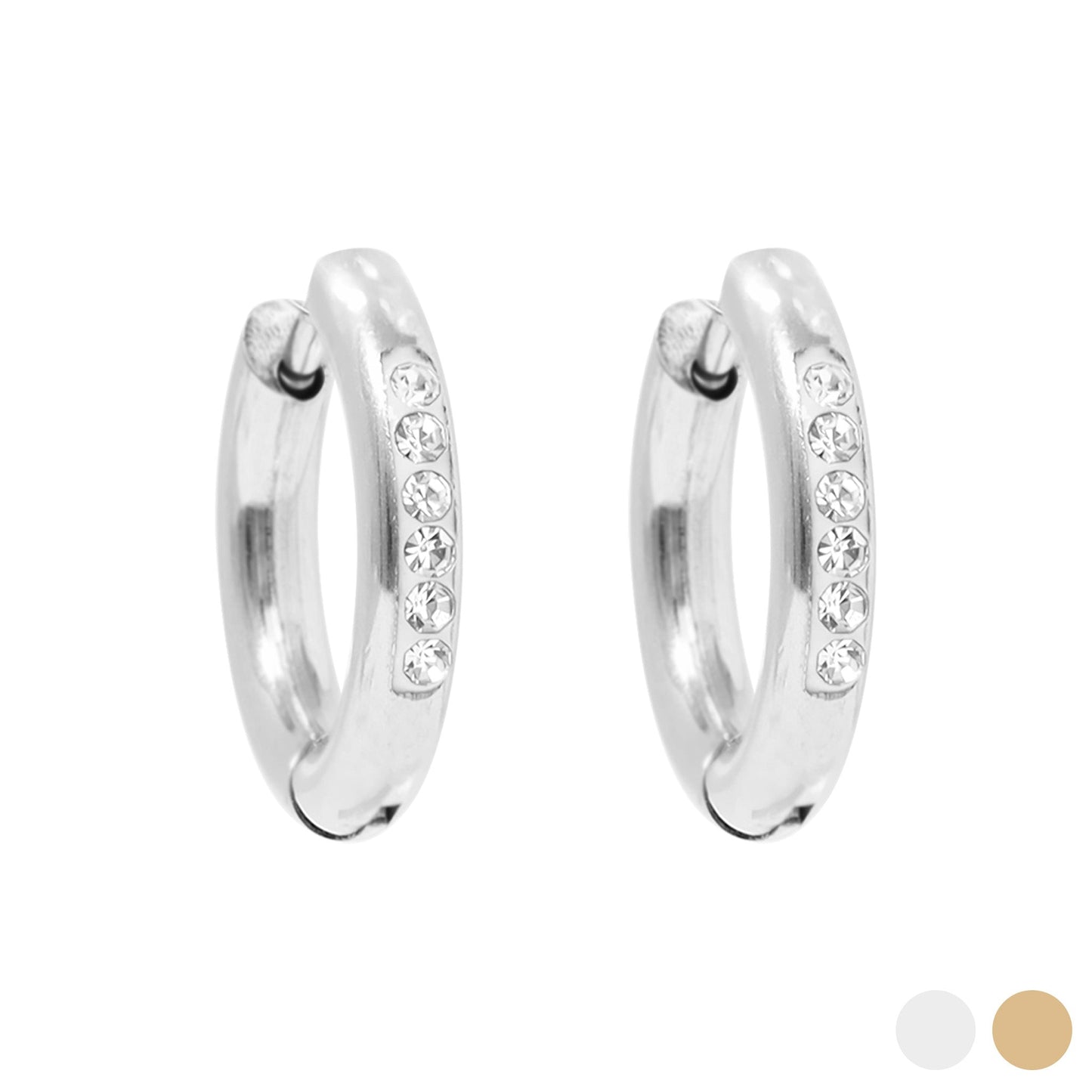 18K Gold PVD Stainless Steel CZ Huggie Hoop Earrings / ERJ0031