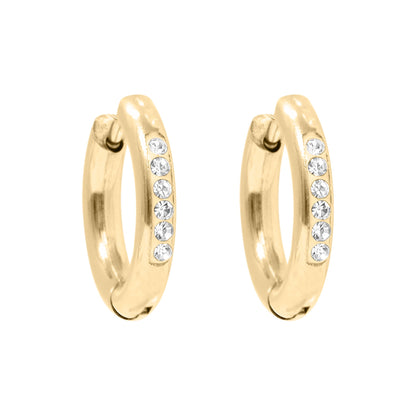 18K Gold PVD Stainless Steel CZ Huggie Hoop Earrings / ERJ0031