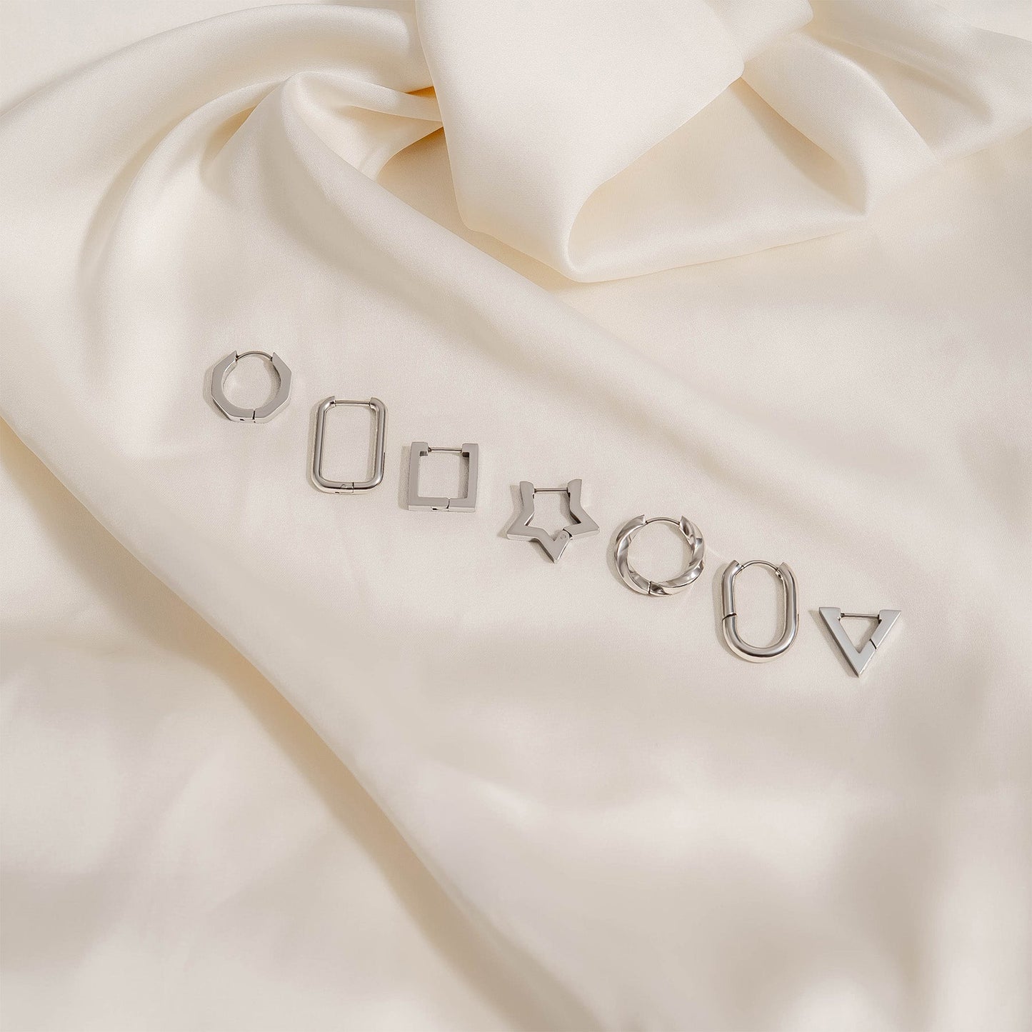 18K Gold PVD Stainless Steel Oval Huggie Earrings / ERJ0039