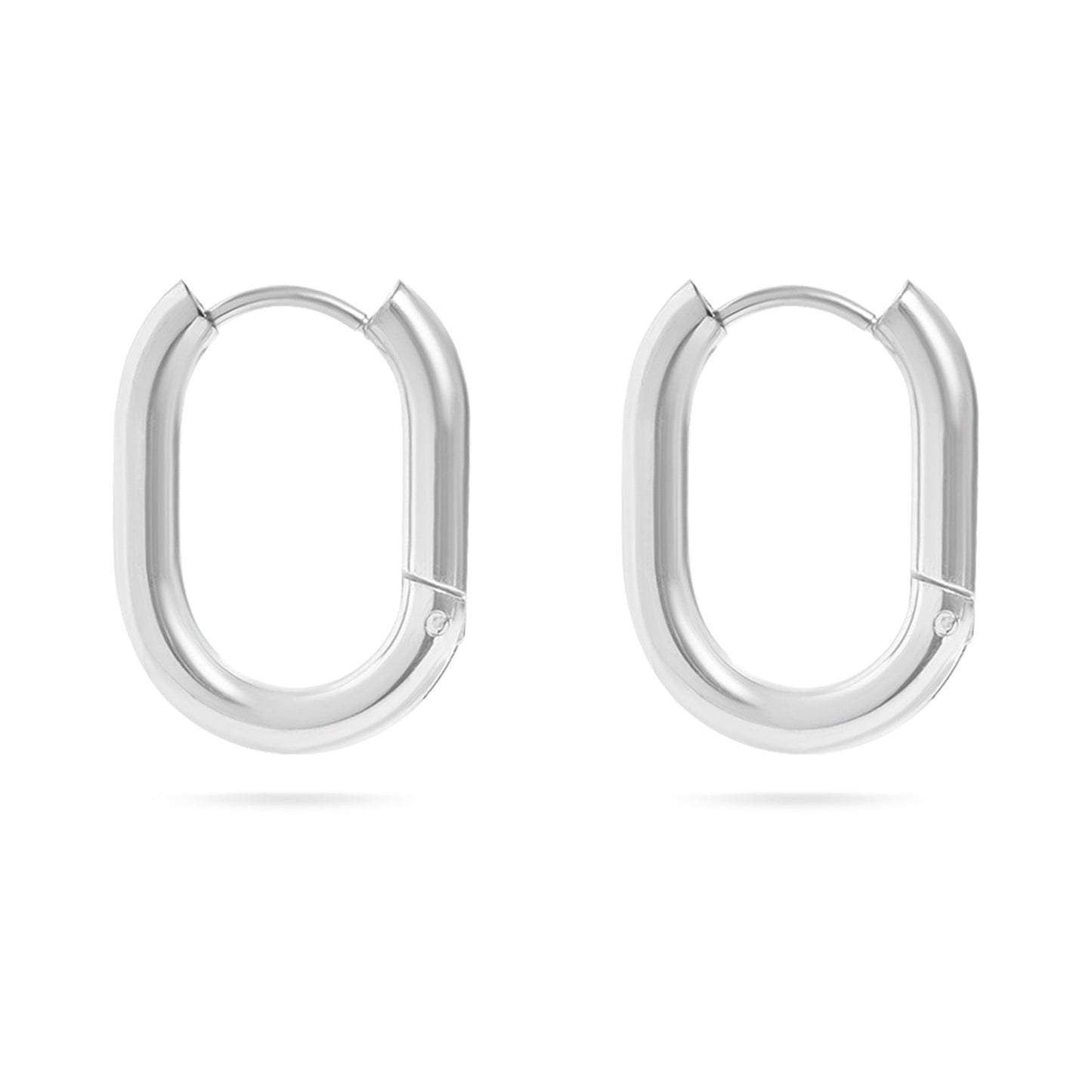 18K Gold PVD Stainless Steel Oval Huggie Earrings / ERJ0039