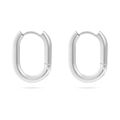 18K Gold PVD Stainless Steel Oval Huggie Earrings / ERJ0039