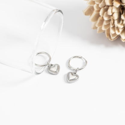 18K Gold PVD Stainless Steel Heart Pendant Hoop Earrings / ERJ0042