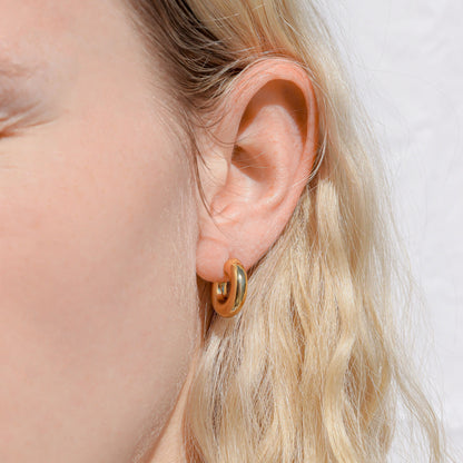 18K Gold PVD Stainless Steel Chunky Huggie Hoop Earring / ERJ0047