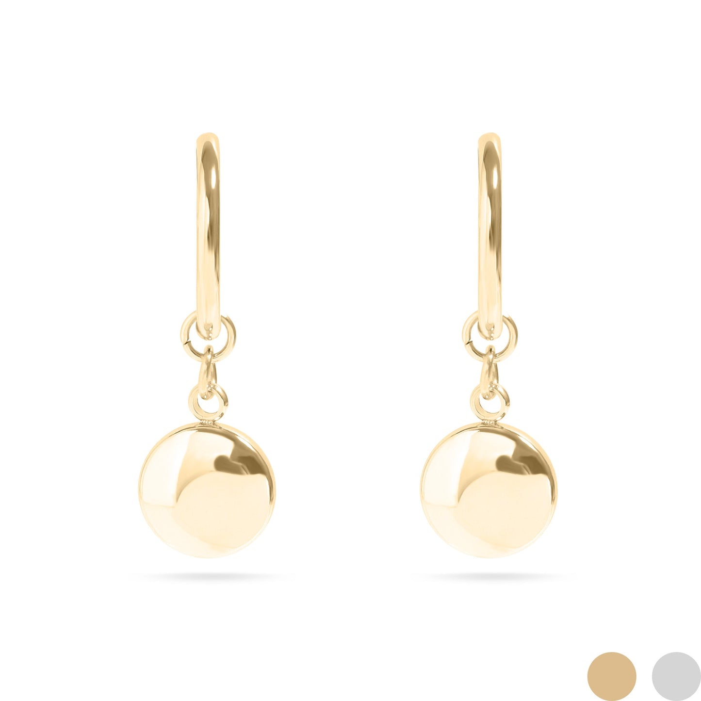 18K Gold PVD Stainless Steel Circle Coin Pendant Earrings / ERJ0049