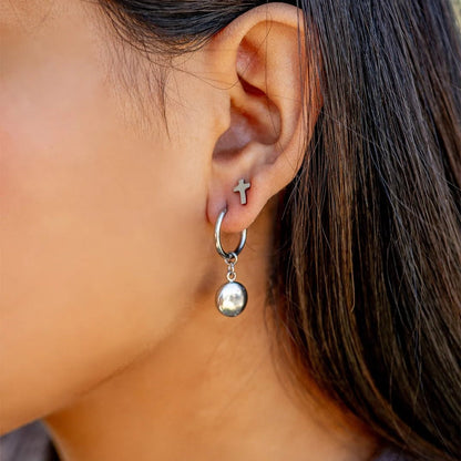 18K Gold PVD Stainless Steel Circle Coin Pendant Earrings / ERJ0049