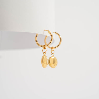 18K Gold PVD Stainless Steel Circle Coin Pendant Earrings / ERJ0049