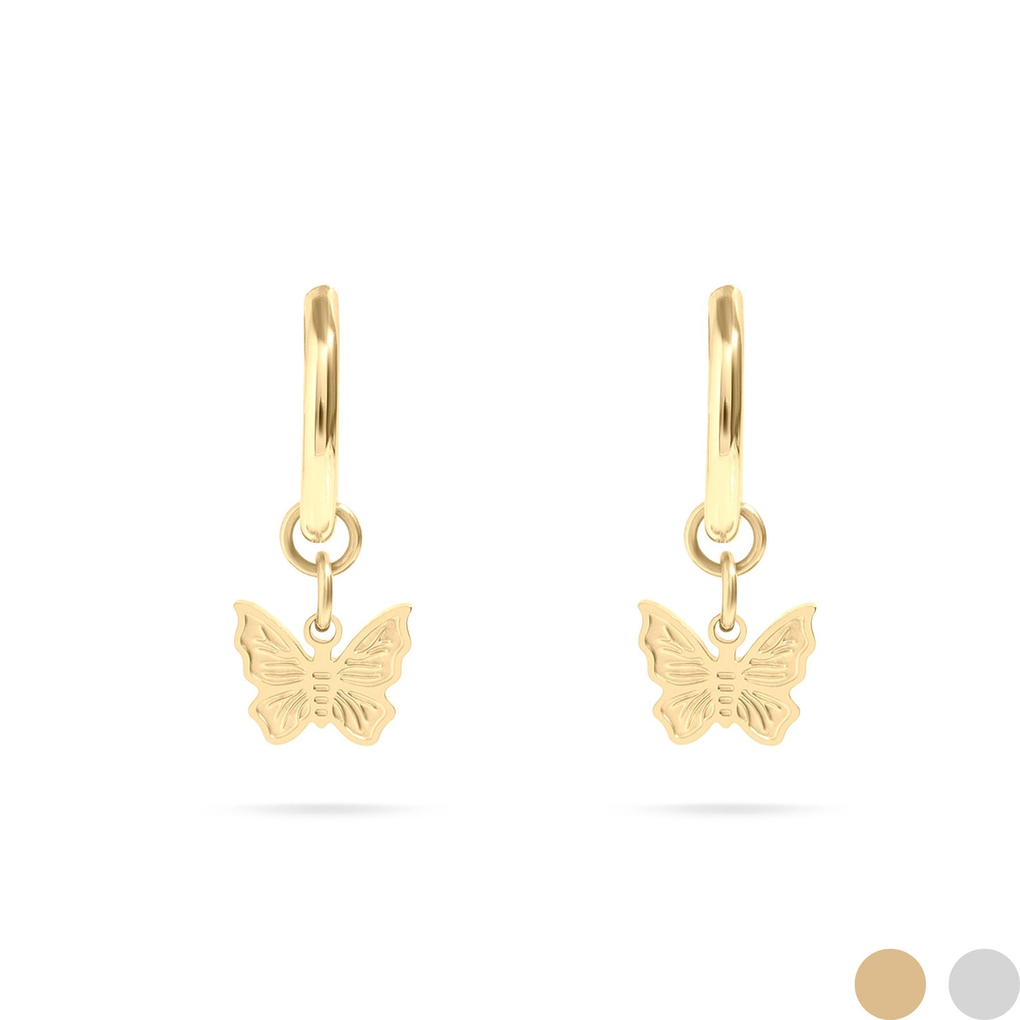 18K Gold PVD Stainless Steel Butterfly Huggie Earrings / ERJ0050